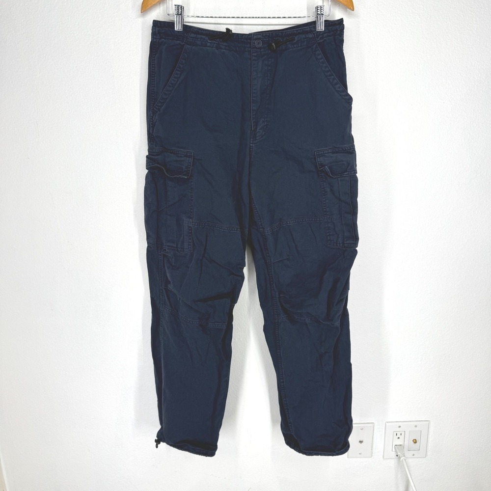 Brandy Melville Cargo Pants Drawstring Toggle Size 6 Black Y2K Grunge Gorpcore